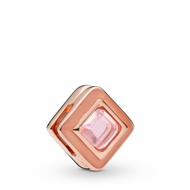 Pandora Australia Reflexions™ Sparkling Square Clip Charm - Pandora Rose™ | EFORPI593